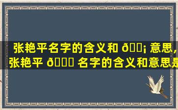 张艳平名字的含义和 🐡 意思,张艳平 🕊 名字的含义和意思是什么